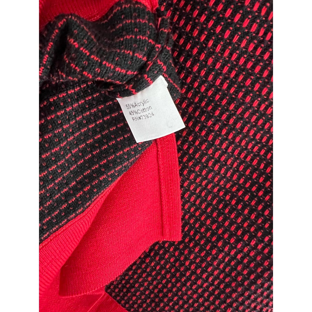 Ming Red Black top Zipper Sweater V-Neck Long Sleeves Color Block XXS - Picture 7 of 7